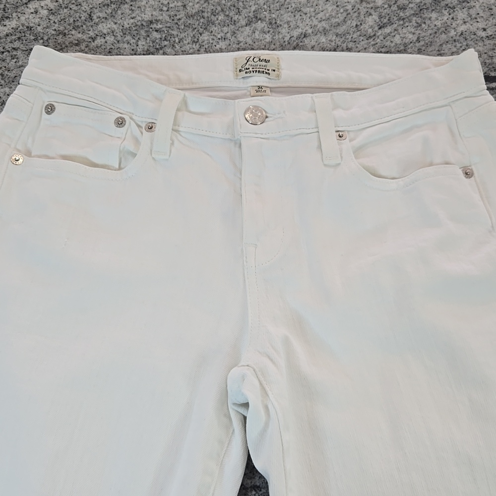 J. Crew Size 26 Slim Broken In Boyfriend White Mid-rise Jeans